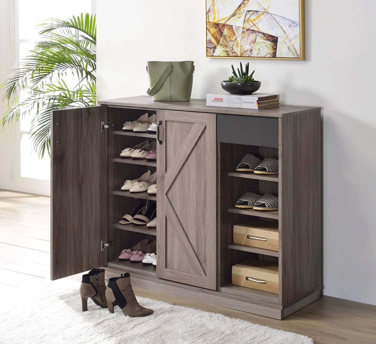 Toski - Shoe Cabinet - Rustic Gray Oak - Furniture Home Direct