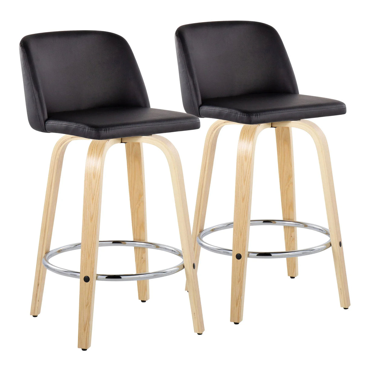 Toriano - Contemporary Fixed-Height Counter Stool With Swivel And Round Footrest (Set of 2) - Furniture Home Direct