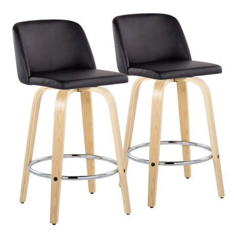 Toriano - Contemporary Fixed-Height Counter Stool With Swivel And Round Footrest (Set of 2) - Furniture Home Direct