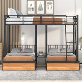 Triple Bunk Bed With Drawers And Guardrails - Furniture Home Direct