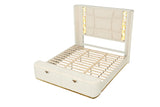 Queen Bedroom Set Modern Upholstered 4 Piece Soft Beige - Furniture Home Direct