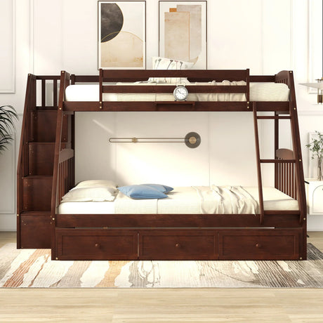 Bunk Bed With Drawers, Ladder And Storage Staircase - Furniture Home Direct