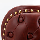 Counter Height Bar Stool Tufted Leather Swivel Burgundy - Furniture Home Direct