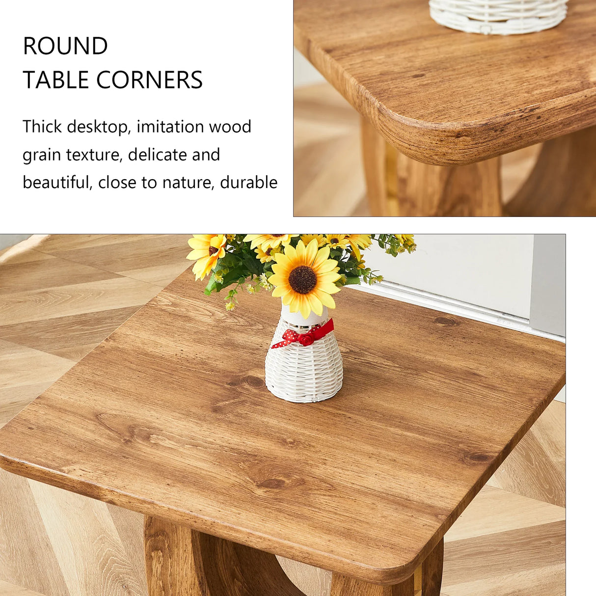 End Table Square Wood Grain With Curved Base Walnut - Furniture Home Direct