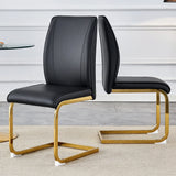 Dining Chairs Set of 2 Modern Gold Metal Frame Black - Furniture Home Direct