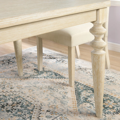 Dining Set With Turned Table And Tufted Chairs Beige Brown - Furniture Home Direct