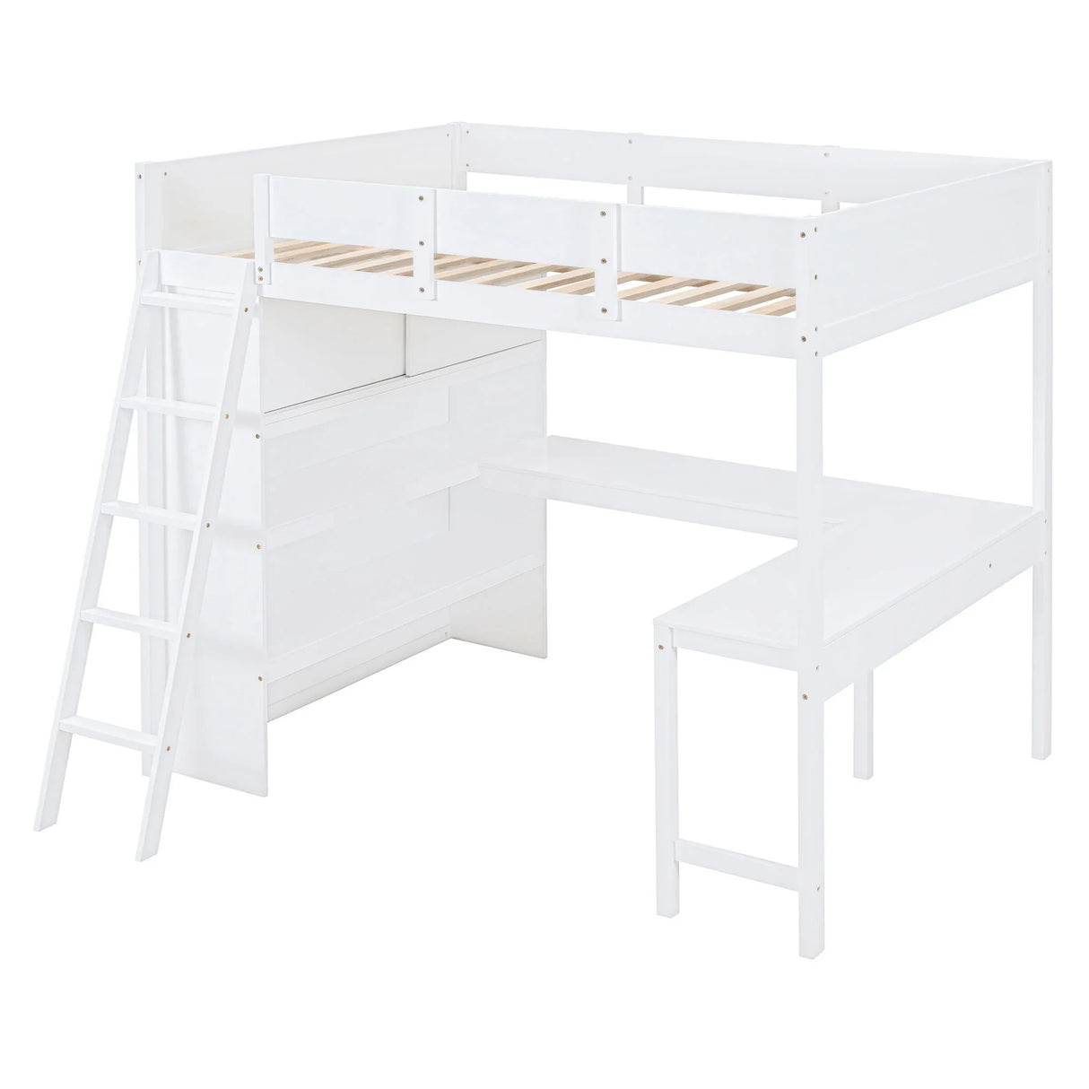 Modern Loft Bed With Desk And Shelves - Furniture Home Direct