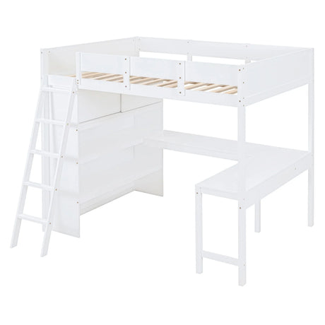 Modern Loft Bed With Desk And Shelves - Furniture Home Direct