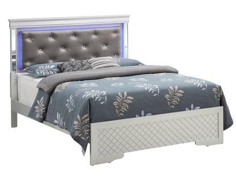 Bed With LED Light Accents Headboard - Furniture Home Direct