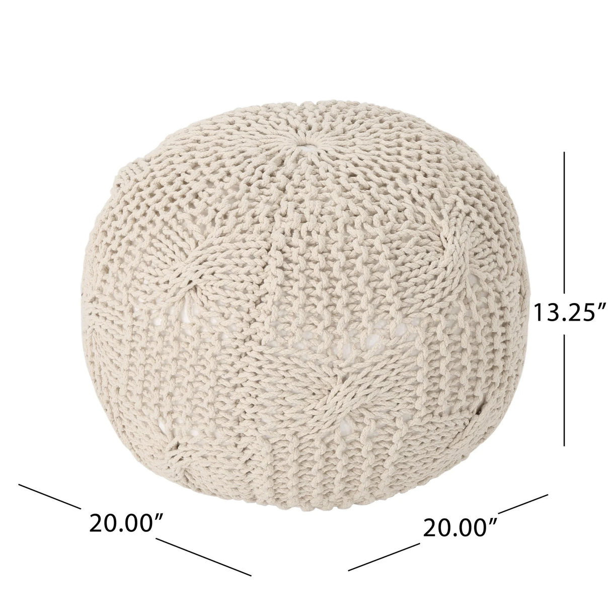 Bordeaux - Knitted Cotton Round Pouf - Furniture Home Direct
