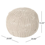 Bordeaux - Knitted Cotton Round Pouf - Furniture Home Direct