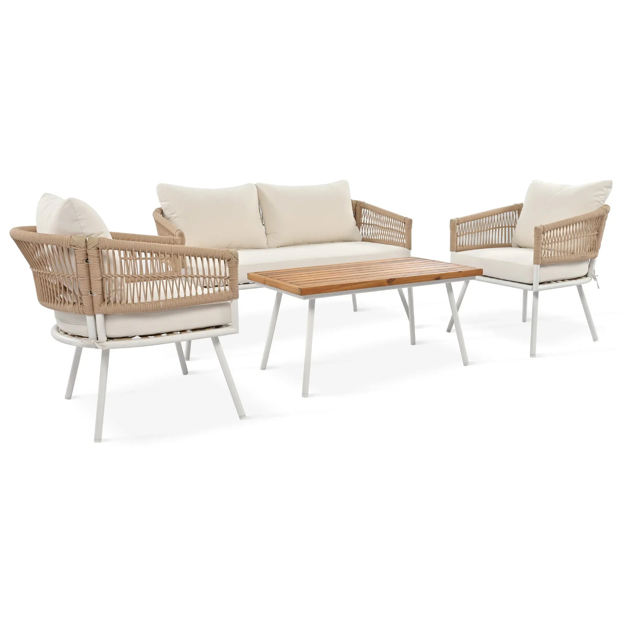 4-Piece Boho Patio Set - Beige - Furniture Home Direct