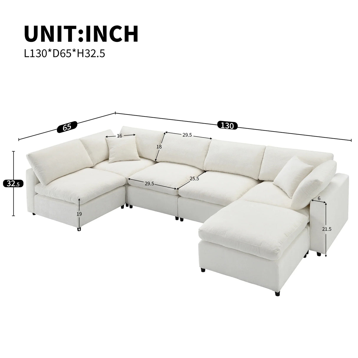 Modular Sectional Sofa With L Shaped Spacious Layout Beige - Furniture Home Direct