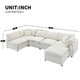 Modular Sectional Sofa With L Shaped Spacious Layout Beige - Furniture Home Direct