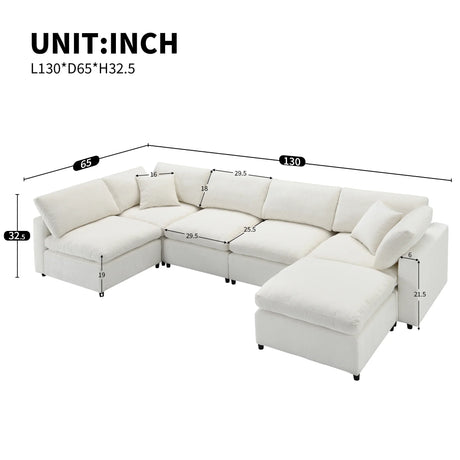 Modular Sectional Sofa With L Shaped Spacious Layout Beige - Furniture Home Direct