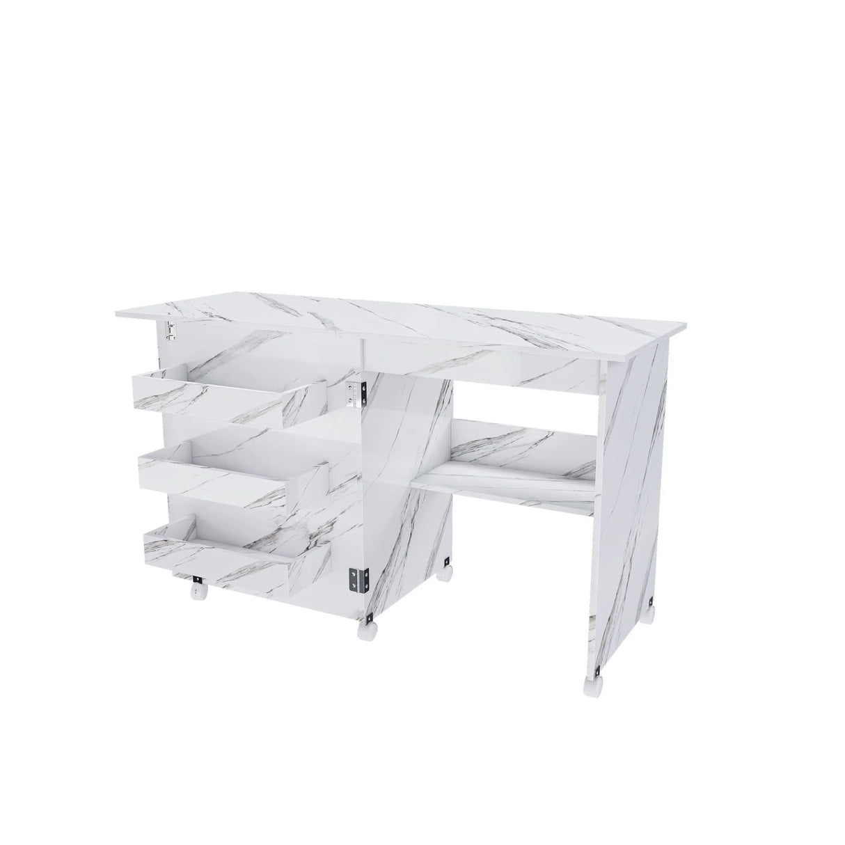 4 In 1 Folding Sewing Table With Lockable Wheels, Multi Functional Craft Station - White - Furniture Home Direct