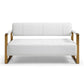 Modern Upholstery Accent Loveseat Sofa For Living Room 2 Seater With Golden Metal Arms - Furniture Home Direct