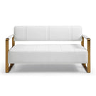 Modern Upholstery Accent Loveseat Sofa For Living Room 2 Seater With Golden Metal Arms - Furniture Home Direct