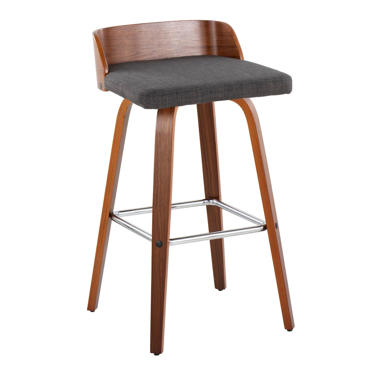 Maya - Mid Century Modern Fixed Height Barstool With Swivel With Square Footrest (Set of 2) - Furniture Home Direct