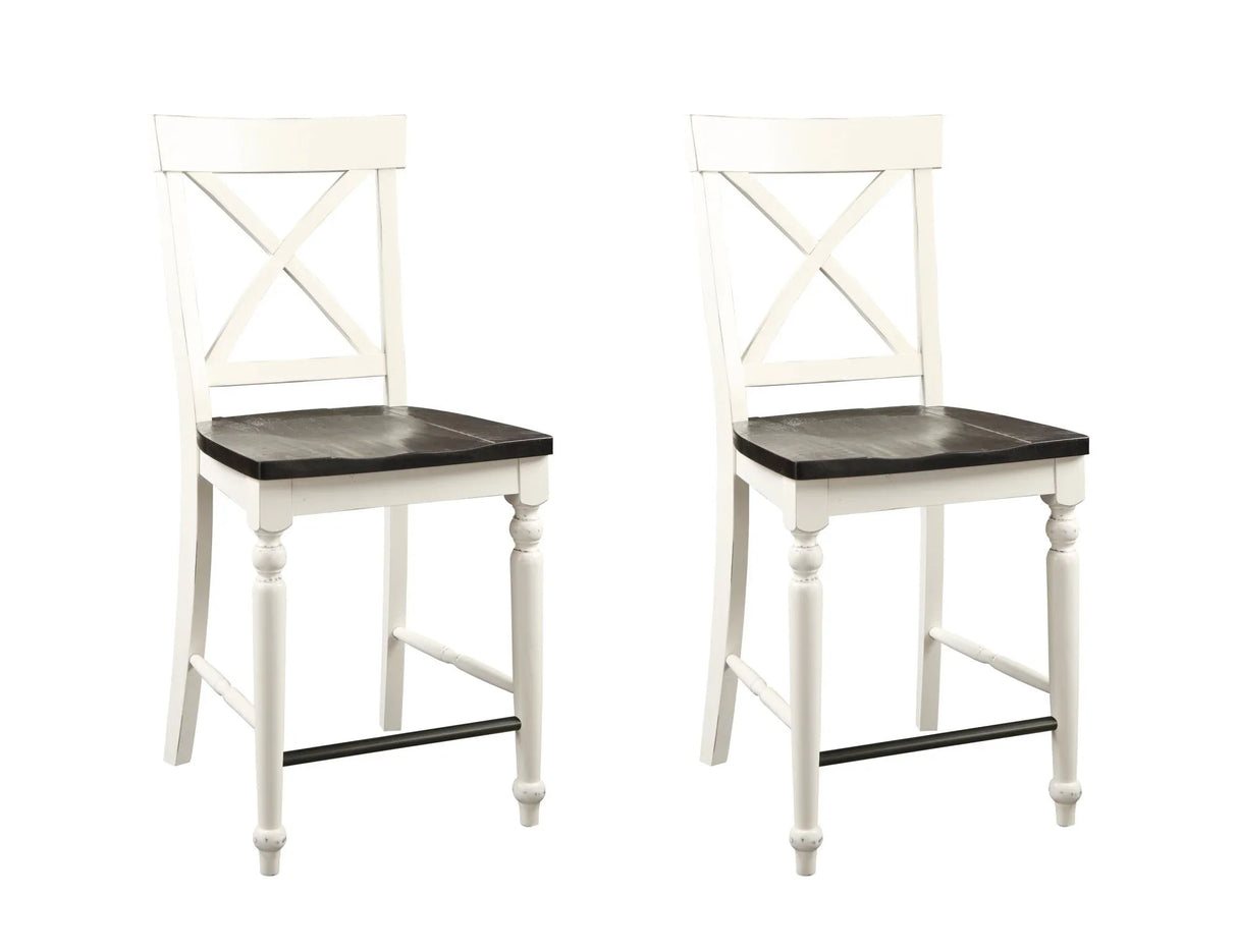 Mountina - 24" Tall Bar Stools (Set of 2) - Brown / White - Furniture Home Direct