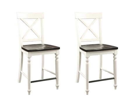 Mountina - 24" Tall Bar Stools (Set of 2) - Brown / White - Furniture Home Direct
