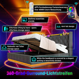 King Bed LED 360 Surround Lighting Storage USB Type C Gray - Furniture Home Direct