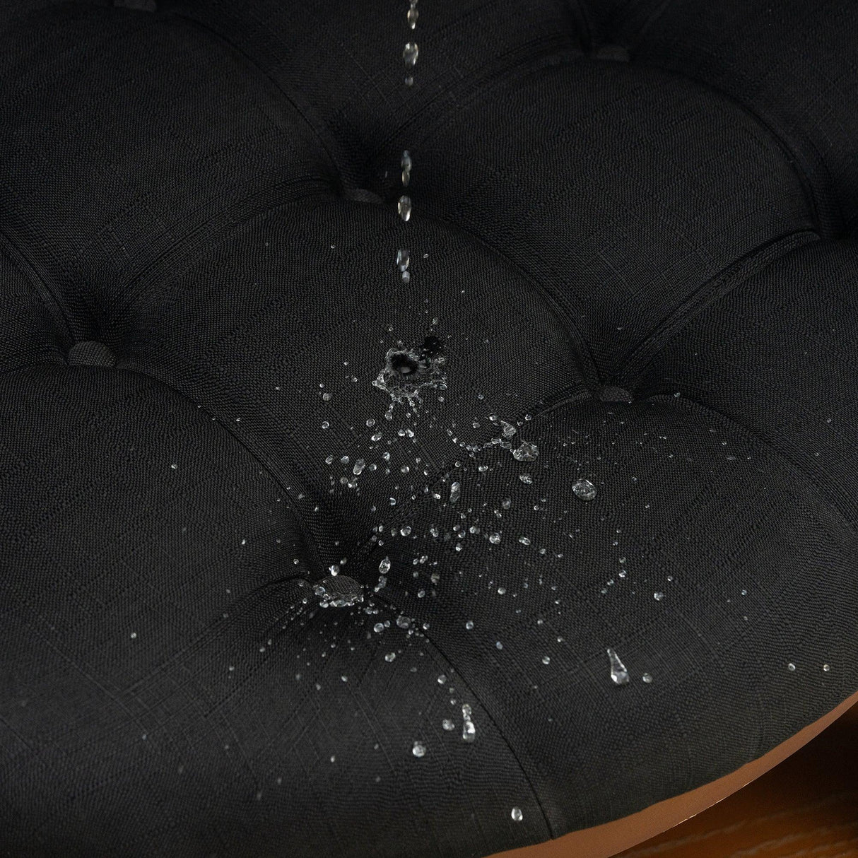 Round Ottoman Coffee Table Oversized Tufted Wood Base Black - Furniture Home Direct