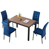 5 Piece Dining Set Including Velvet High Back Nordic Dining Chair & Creative Design Dining Table - Furniture Home Direct