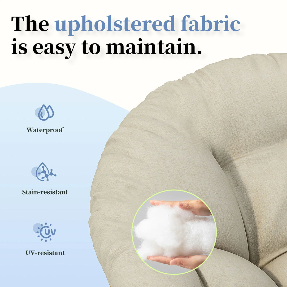 Ergonomic Wicker Chair With Cloud Thick Density Cushion, 3 Proof Cover High Capacity Iron Frame Fluid 360° Swivel - Furniture Home Direct