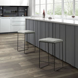Counter Stool With Faux Linen Seat - Heathered Gray / Matte Black - Furniture Home Direct