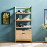 Transitional Wide Reeded Bookshelf With Drawers On Bottom - Furniture Home Direct