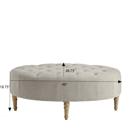 Transitional Style Upholstered Ottoman - Linen - Furniture Home Direct