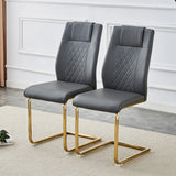 Gray Dining Chairs with Faux Leather & Diamond Stitching - Furniture Home Direct