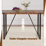 Dining Table Herringbone Wood Top And Metal Base Black - Furniture Home Direct