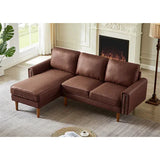 82.2" Suede Sofa with Left Facing Chaise, Brown - Furniture Home Direct