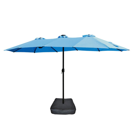 Double- Sided Outdoor Market Umbrella With Lights And Base - Furniture Home Direct