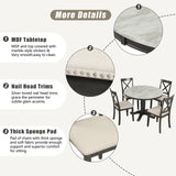 Dining Set Marble Table With Upholstered Chairs Gray - Furniture Home Direct