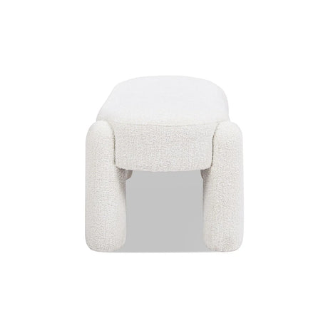 Hugo - Oval Fully Upholstered Bench - Milk Cream White - Furniture Home Direct
