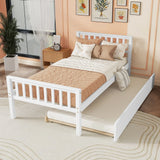 Twin Bed With Trundle, Platform Bed Frame With Headboard And Footboard, For Bedroom Small Living Space, No Box Spring Needed - Furniture Home Direct