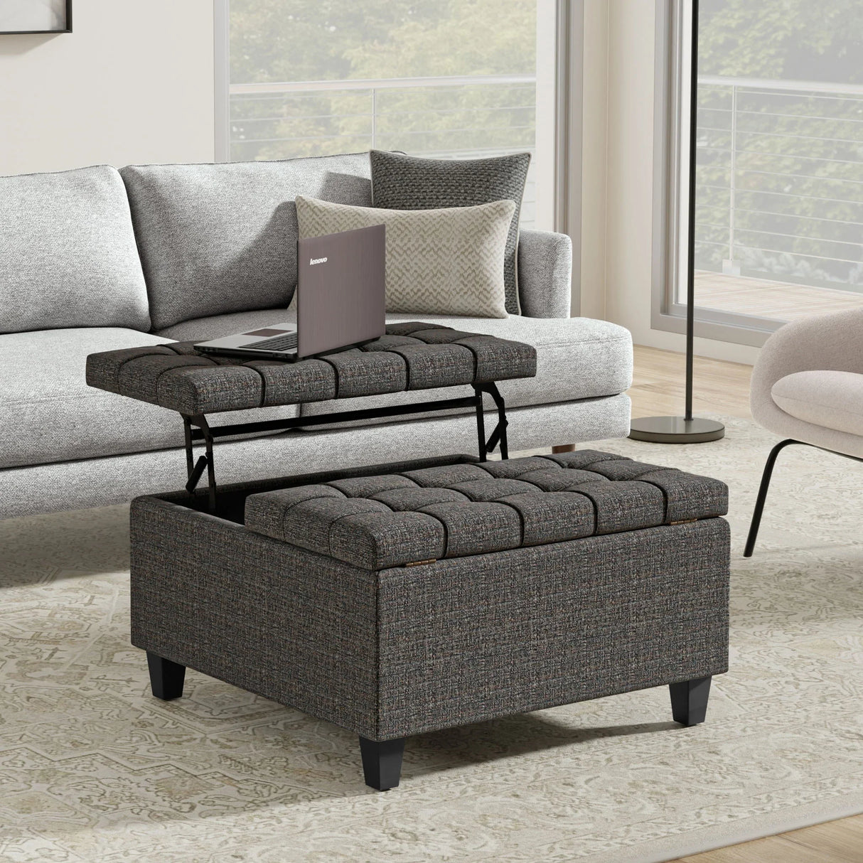 Harrison - Upholstered Coffee Table Storage Ottoman - Furniture Home Direct