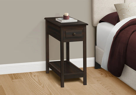 Accent End Table, 2 Tier, Storage Drawer, Transitional - Walnut - Furniture Home Direct