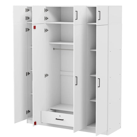 Contemporary 4 Door Wardrobe With 1 Drawer And Top Cabinet - Furniture Home Direct
