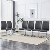 Dining Chairs Cantilever Metal Frame Modern Dark Gray - Furniture Home Direct
