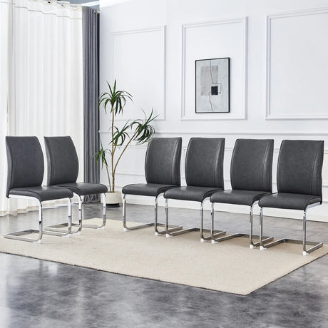 Dining Chairs Cantilever Metal Frame Modern Dark Gray - Furniture Home Direct