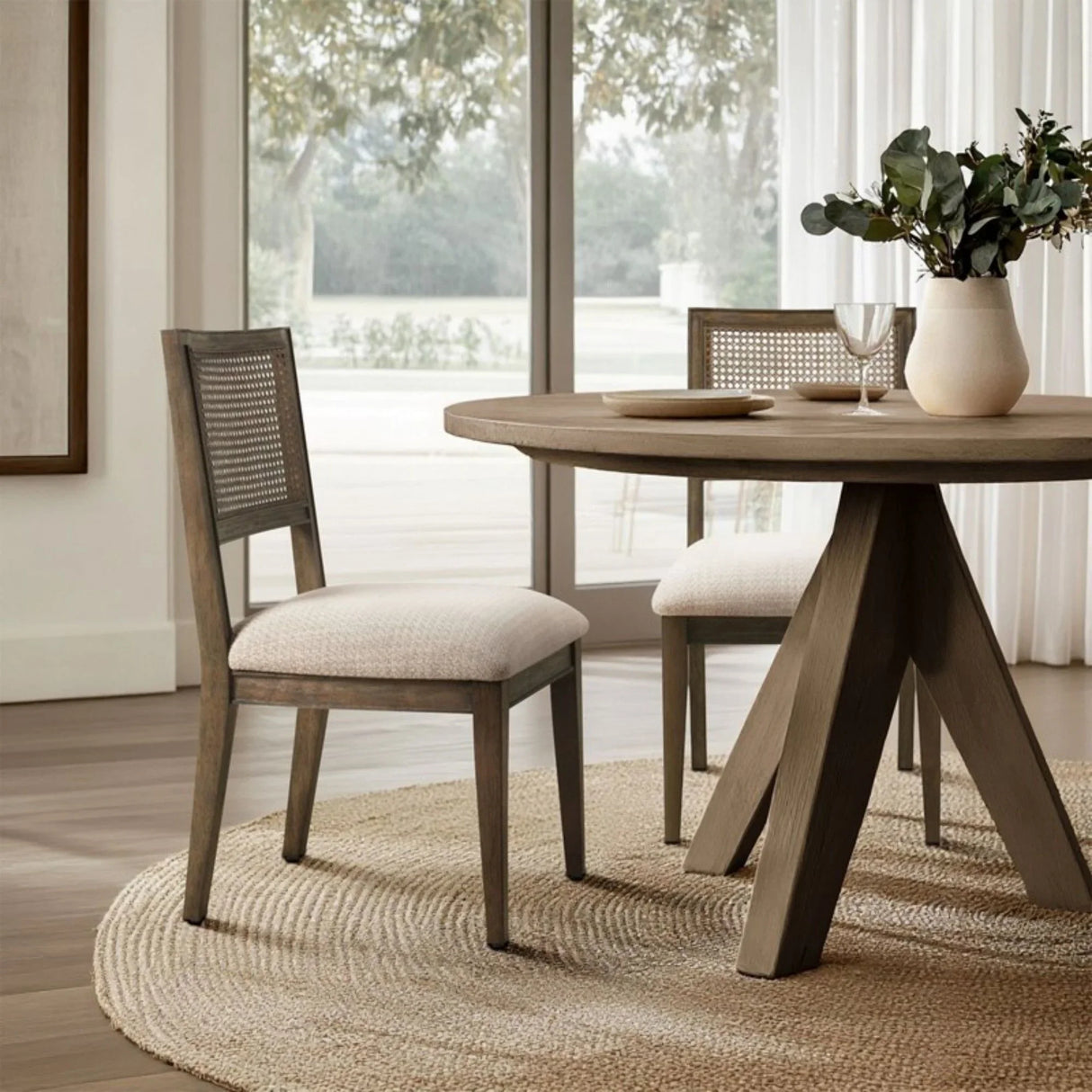 Modern Armless Dining Chair With Cane Back (Set of 2) - Furniture Home Direct