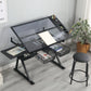 Adjustable Tempered Glass Drafting Printing Table With Chair - Furniture Home Direct