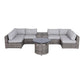 Wicker Outdoor Lounge Set With Cushions And Fire Pit - Furniture Home Direct