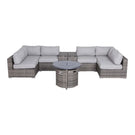 Wicker Outdoor Lounge Set With Cushions And Fire Pit - Furniture Home Direct