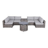 Wicker Outdoor Lounge Set With Cushions And Fire Pit - Furniture Home Direct