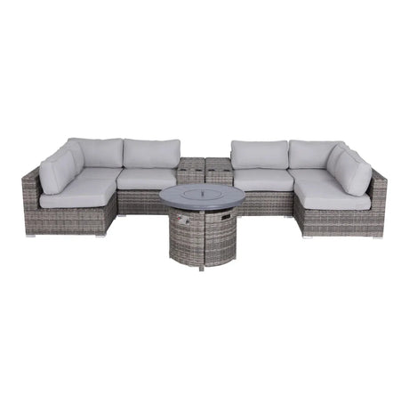 Wicker Outdoor Lounge Set With Cushions And Fire Pit - Furniture Home Direct